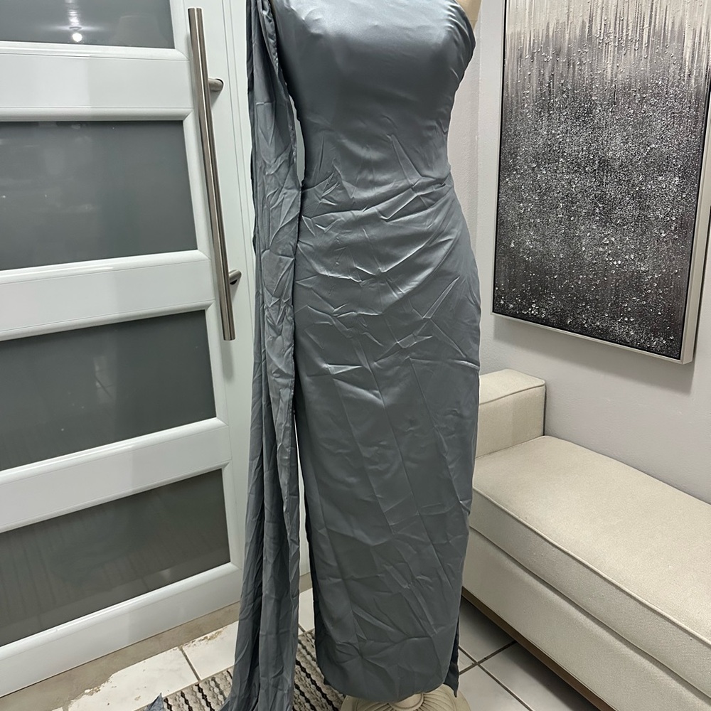 2x$60- Elegant One-Shoulder Gray Women’s Dress